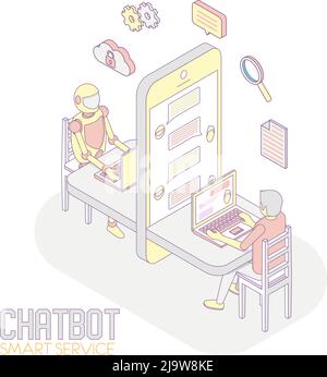 Chatbot app concept vector isometric illustration Stock Vector