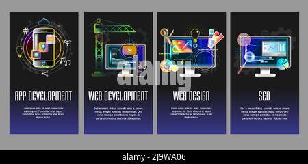 App, web development, design, seo vector templates Stock Vector