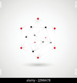 Vector glossy hexagonal banner with plastic style for business design. Vector connect dots and lines Stock Vector