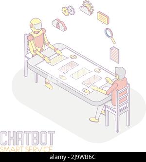Mobile chatbot vector isometric illustration Stock Vector