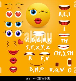 Female emoji mouth animation vector design elements Stock Vector