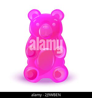 Bright colorful gummy bear jelly candy. Yummy sweet realistic vector isolated illustration.  Stock Vector