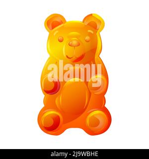 Bright colorful gummy bear jelly candy. Yummy sweet realistic vector isolated illustration.  Stock Vector