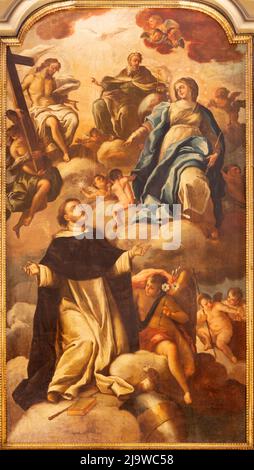 BARI, ITALY - MARCH 3, 2022: The  painting of Glory of  St. Dominc in the church Chiesa San Domenico by Domenico Antonio Carella (1723 - 1813). Stock Photo