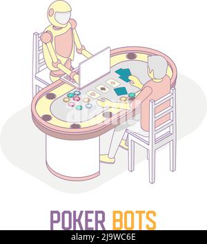 Poker bots concept vector isometric illustration Stock Vector