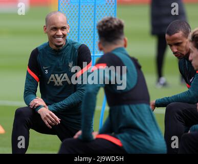 Liverpool, UK. 25th May 2022; AXA Training Centre, Liverpool, England: Liverpool FC Press Conference and team training ahead of their Champions League final versus Real Madrid in Paris: Fabinho of Liverpool Credit: Action Plus Sports Images/Alamy Live News Stock Photo