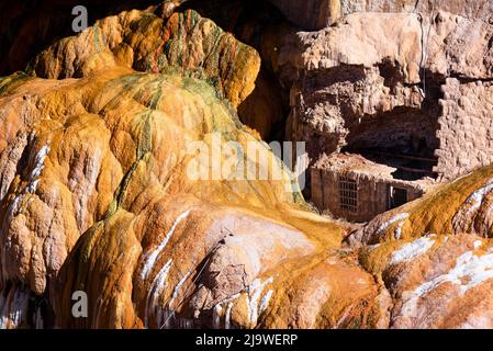 Beautiful ruins of Puente del Inca in the province of Mendoza. Argentina. Horizontal. Color. Stock Photo