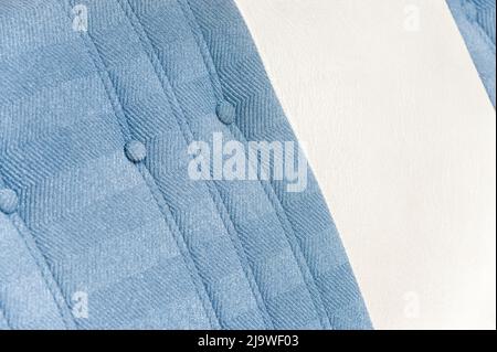background of luxury light blue fabric with a white leather stripe Stock Photo