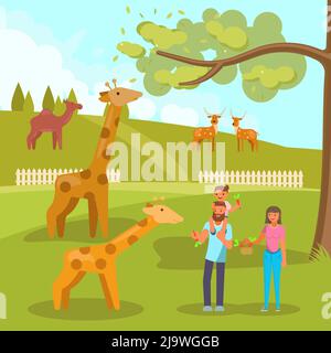 Zoo animals vector flat style design illustration Stock Vector