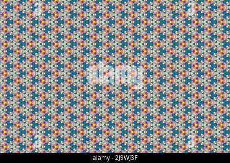 Colorfull abstract pattern that looks like flowers, created from a macro photography of fluids bubbles. Stock Photo
