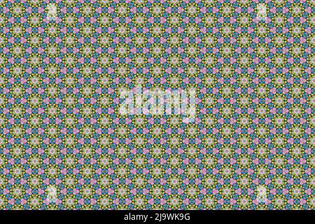 Colorfull abstract pattern that looks like flowers, created from a macro photography of fluids bubbles. Stock Photo