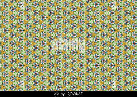 Colorfull abstract pattern that looks like flowers, created from a macro photography of fluids bubbles. Stock Photo