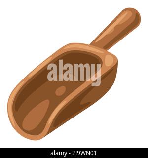 Illustration of wooden trowel for flour. Image for bakeries and groceries. Stylized icon. Stock Vector