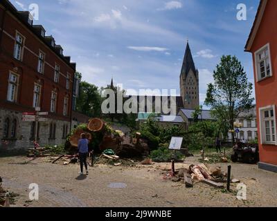 Tornado in Paderborn destroys parts of the city center Stock Photo