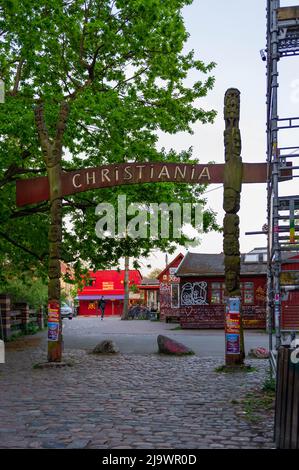 The main entrance to the Christiania Free Town Stock Photo