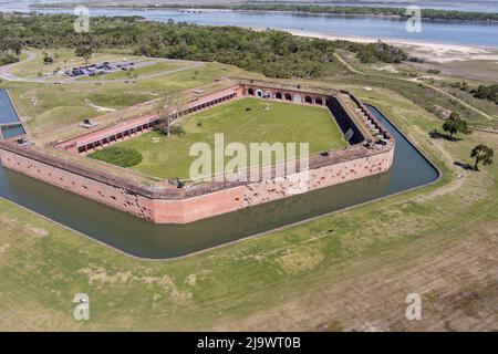 Aerial view of Fort Pulaski, a fort from the American Civil War. Stock Photo