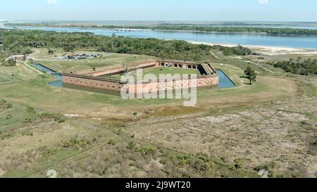 Aerial view of Fort Pulaski, a fort from the American Civil War. Stock Photo