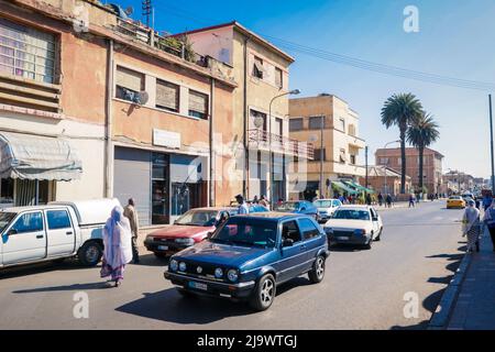 Central street of Asmara with Cars and Peoples Stock Photo