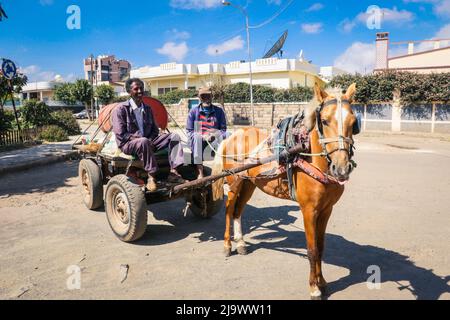 Central street of Asmara with Cars and Peoples Stock Photo