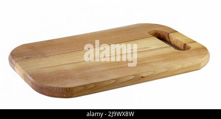 Wooden cutting board isolated on white background. Stock Photo