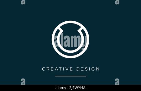 Alphabet Letters OU or UO Abstract Logo Emblem Monogram Stock Vector