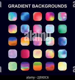 Set of 25 different gradient texture backgrounds - Vector illustration Stock Vector