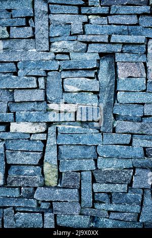 background or texture natural stone tiles with blue tone colors Stock Photo