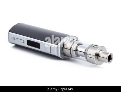 white electronic cigarette NUCIG Mini Kit E-cigarette or vaping device isolated