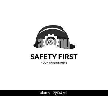 Work safety, Engineer helmet, safety equipment, construction concept logo design. Helmet for workman as engineer or worker vector design and illustrat Stock Vector