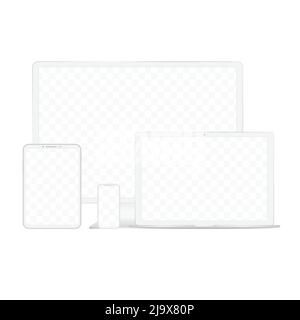 White digital gadgets transparent screen Stock Vector