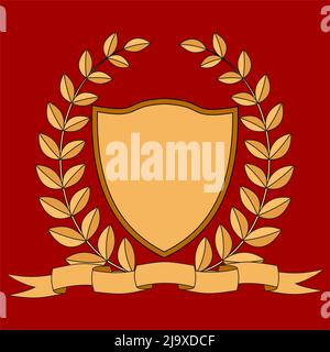 Heraldry. Shield, ribbon laurel wreath. gray background Vector illustration  Stock Vector Image & Art - Alamy