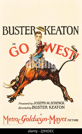 Buster Keaton - Go West (MGM, 1925). Window Card. Stock Photo