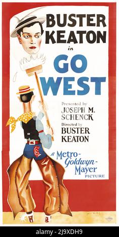 Vintage movie poster for the film 'Go West' (1925) Buster Keaton. Stock Photo