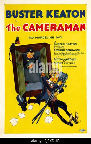 Vintage film poster for The Cameraman (MGM, 1928) Buster Keaton film. Stock Photo