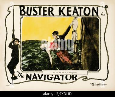 Vintage movie poster for the 1924 Buster Keaton film The Navigator. Stock Photo