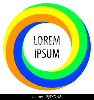 Round spiral shape background. Twisting color strips creating a circle, in the center of which is space for text. Vector illustration. Stock Vector