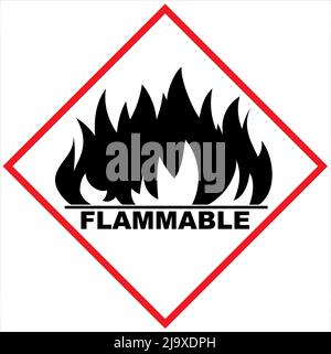 Pictogram of Flammable Symbol, hazard warning sign with blazing fire Stock Vector