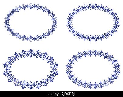 Set of four blue oval frames for your design Stock Vector