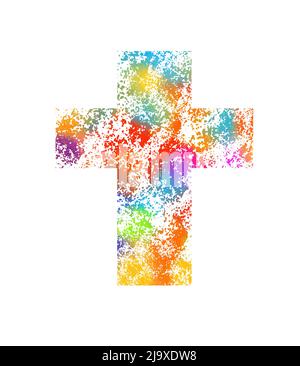 Multicolored religious cross. Happy easter. Vector illustration Stock Vector
