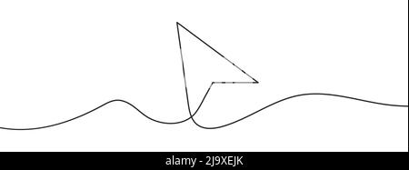Continuous drawing of cursor arrow. One line icon of cursor arrow. One line drawing background. Vector illustration. Cursor arrow icon Stock Vector