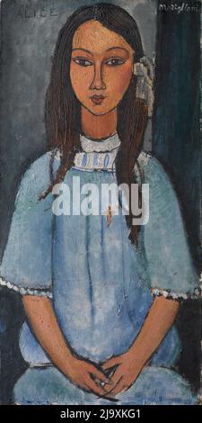 Title: Alice Creator: Amedeo Modigliani  Date: c. 1918 Dimensions: 78.5 x 39 cm Medium: oil on canvas Location: Statens Museum for Kunst Stock Photo
