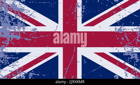 UK flag in vintage style for print and design.Vector illustration. Stock Vector
