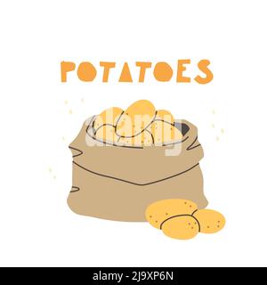 Potatoes in a bag. Vector flat illustration isolated on white background. Stock Vector