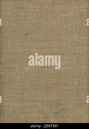 A coarse-textured hessian (jute) cloth, flat lay, texture, natural brown colour. Stock Photo