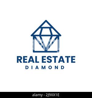 Diamond design logo in the shape of a house, abstract design illustration, building symbol Stock Vector