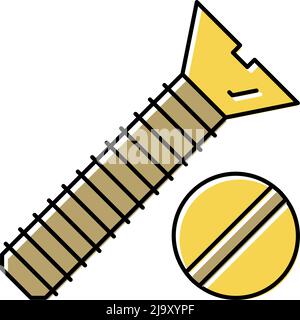 flat head screw color icon vector illustration Stock Vector