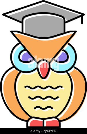 Owl on books line icon, e learning and education, knowledge sign vector ...