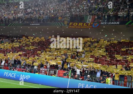 National Arena, Tirana, Albania. 25th May, 2022. Conference League final, AS Roma versus Feyenoord Rotterdam; Roma's supporters Credit: Action Plus Sports/Alamy Live News Stock Photo