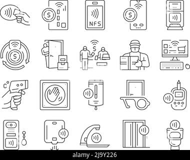 Contactless System Technology Icons Set Vector Stock Vector