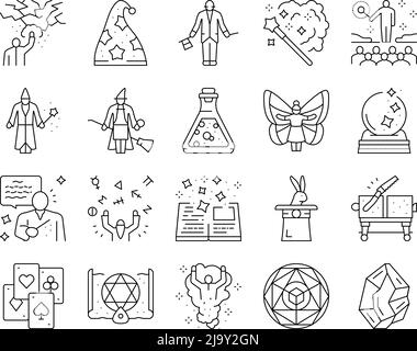 Magic Performing And Accessories Icons Set Vector Stock Vector Image ...